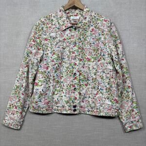 Christopher & Banks Floral Jacket Medium Y2K Feminine Linen Blend Gardencore